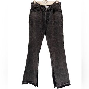 forever 21 black faded mom jeans size 29 Moto Goth Ankle Slit Rocker Raw Hem